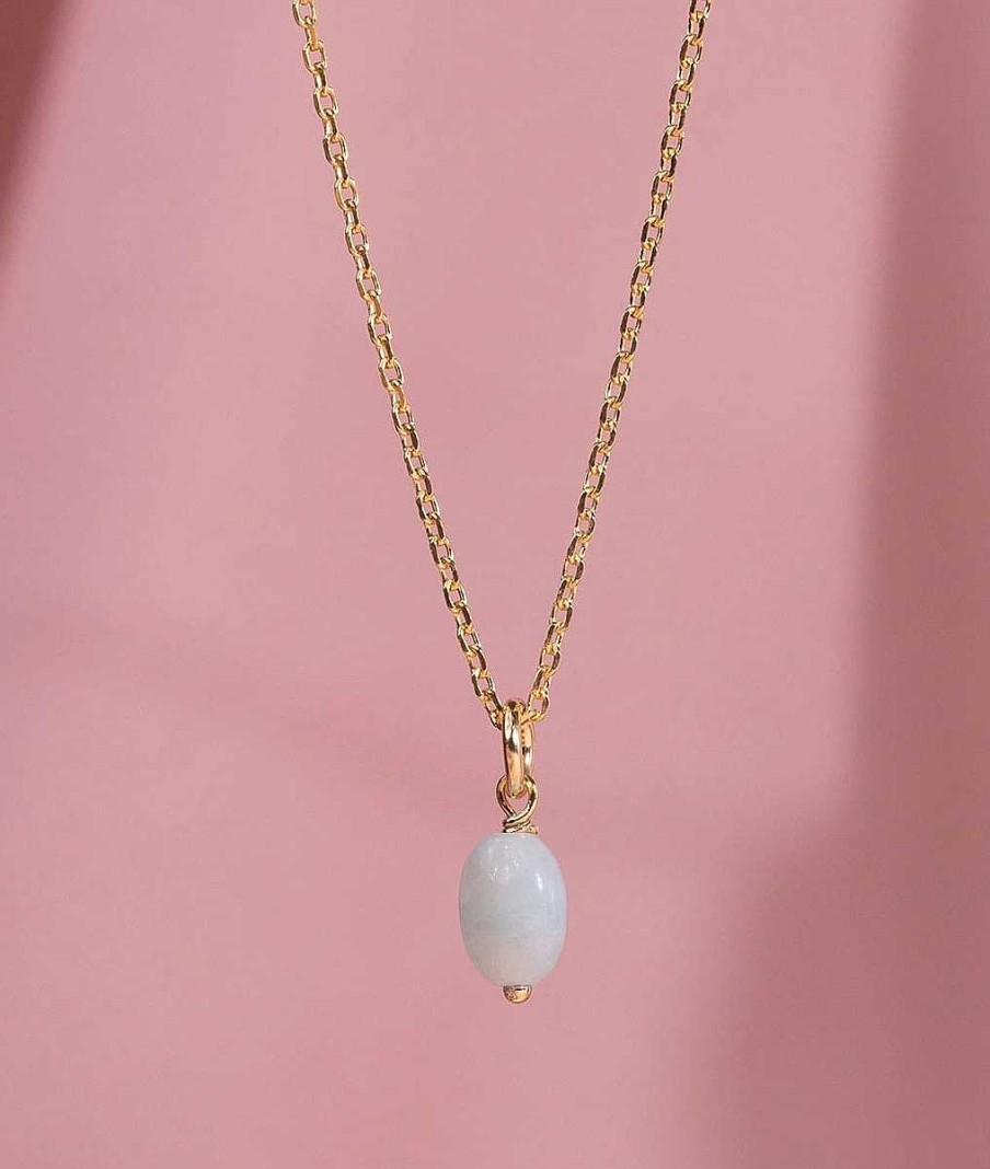 Colliers Femme L'Atelier d'Amaya | Collier Cha Ne Et Pendentif Amazonite Ovale Plaqu Or