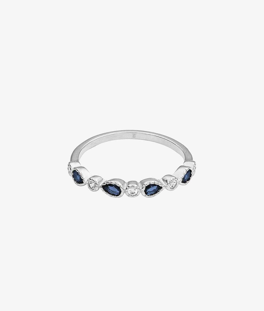 Bagues Femme L'Atelier d'Amaya | Bague Fine Gouttes Zircons Bleus Argent 925