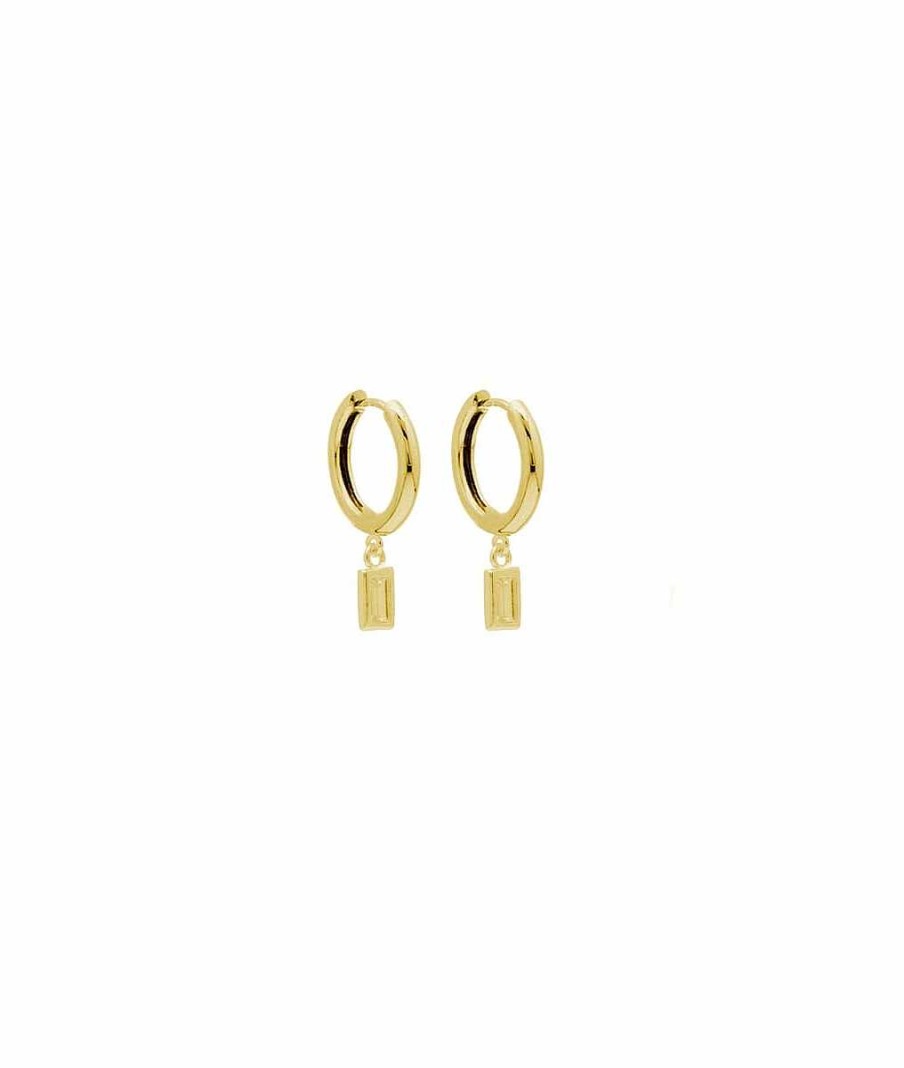 Boucles D'Oreilles Femme L'Atelier d'Amaya | Boucles D'Oreilles Cr Oles Et Rectangles Zircons Plaqu Or