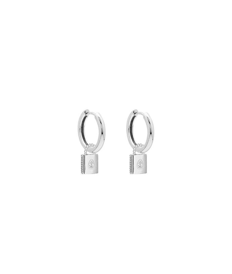 Boucles D'Oreilles Femme L'Atelier d'Amaya | Boucles D'Oreilles Cr Oles Lisses Et Cadenas Goutte Argent 925