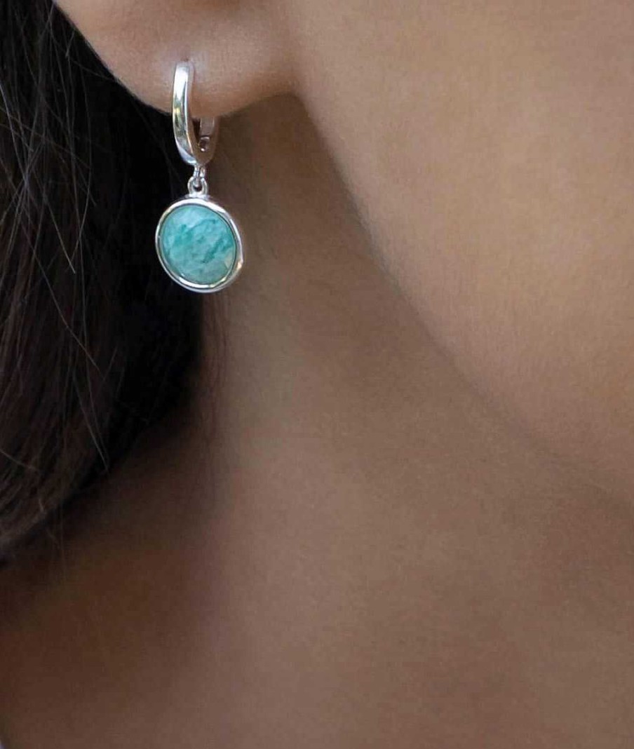 Boucles D'Oreilles Femme L'Atelier d'Amaya | Boucles D'Oreilles Cr Oles Et Amazonite Argent 925