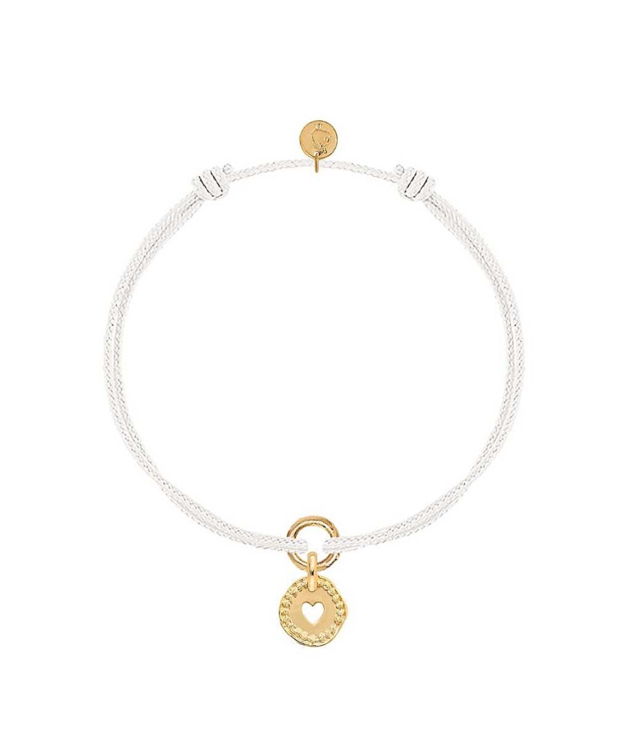 Bijoux Enfant L'Atelier d'Amaya | Bracelet Cordon Et M Daille Coeur Tress Pour Enfant Plaqu Or