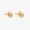 Boucles D'Oreilles Femme L'Atelier d'Amaya | Boucles D'Oreilles Puces Zircon Coeur Plaqu Or