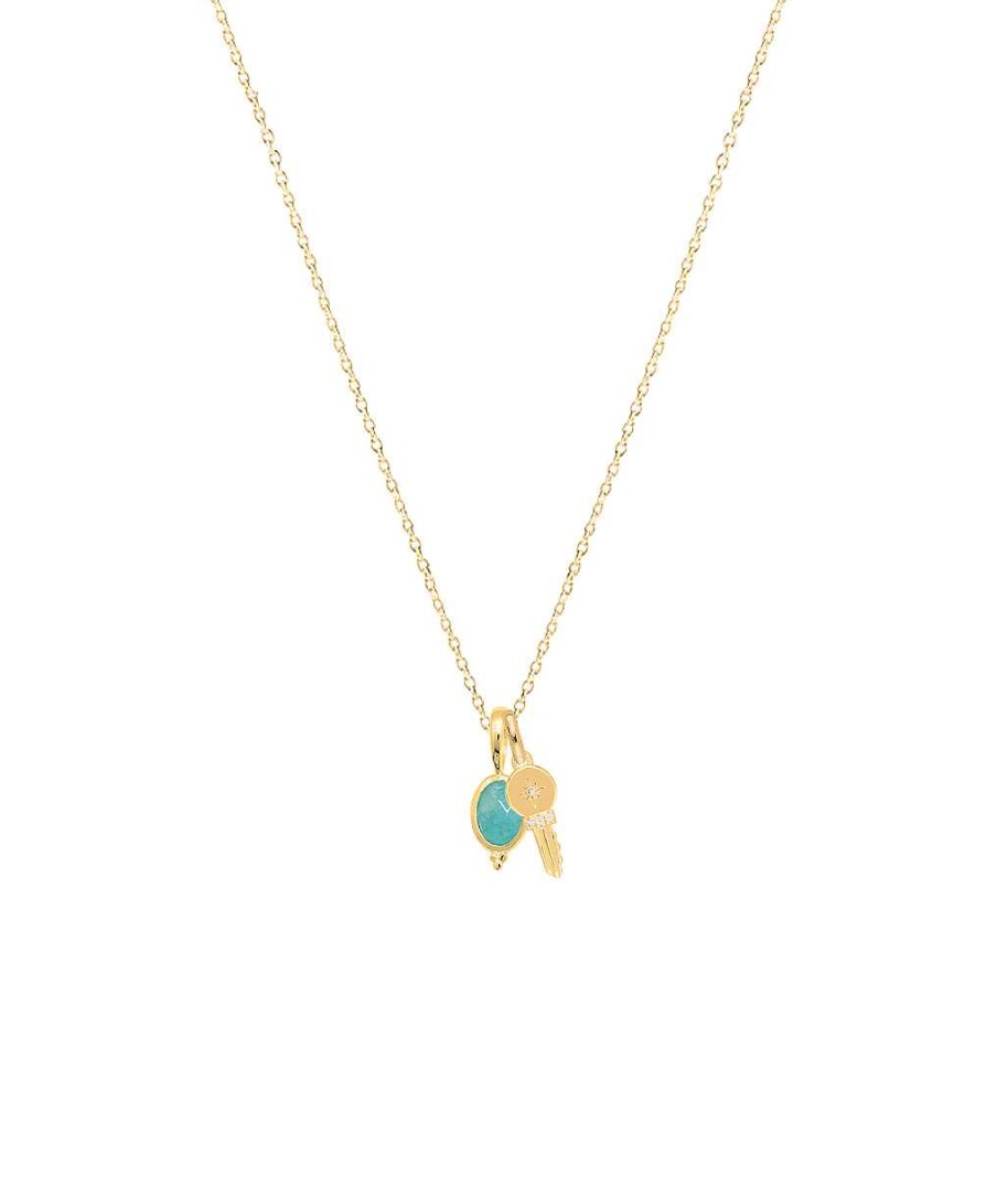 Colliers Femme L'Atelier d'Amaya | Collier Cha Ne Amazonite Et Cl Scintillante Plaqu Or