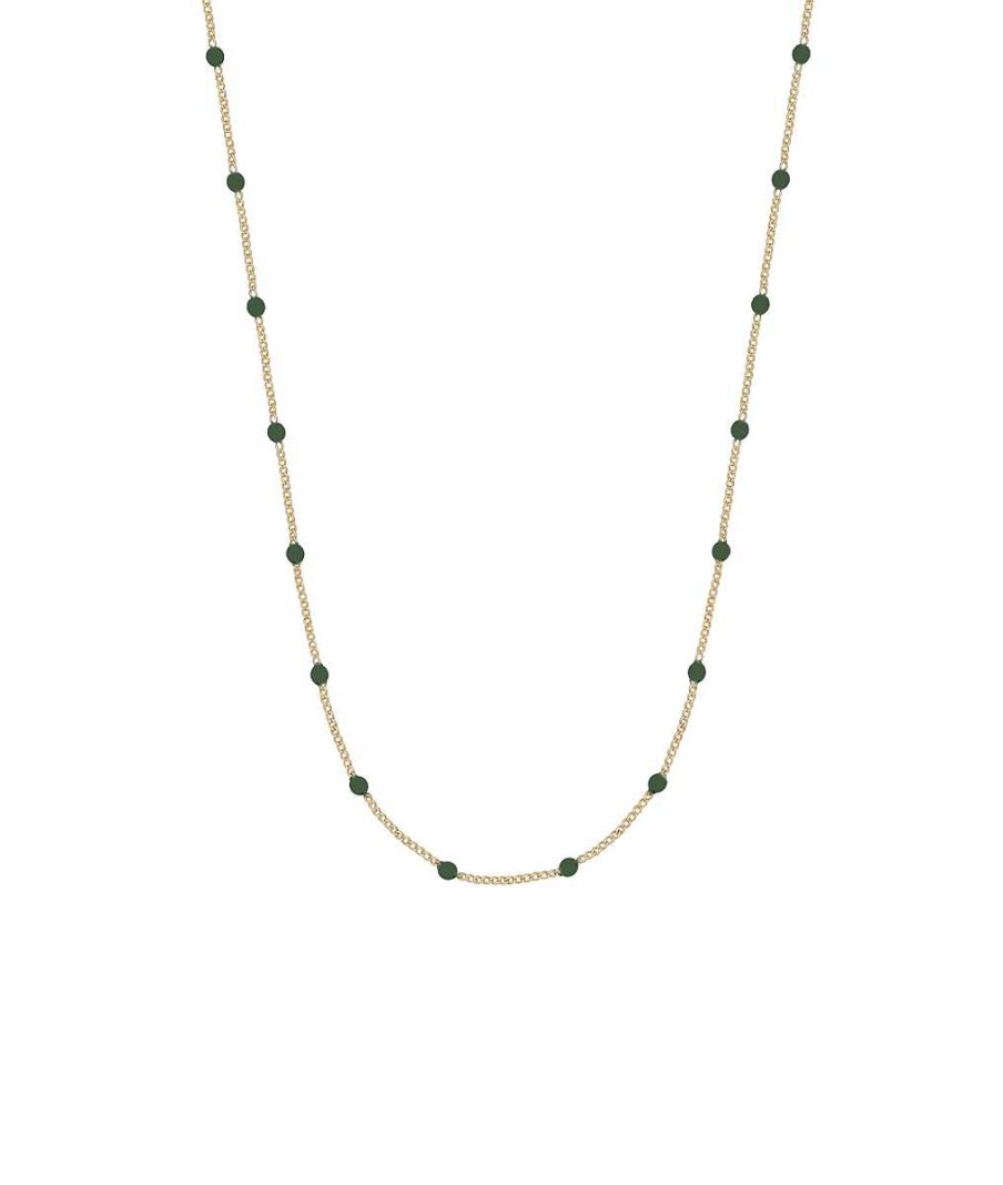 Colliers Femme L'Atelier d'Amaya | Collier Chaine Mini Perles Vertes Plaqu Or