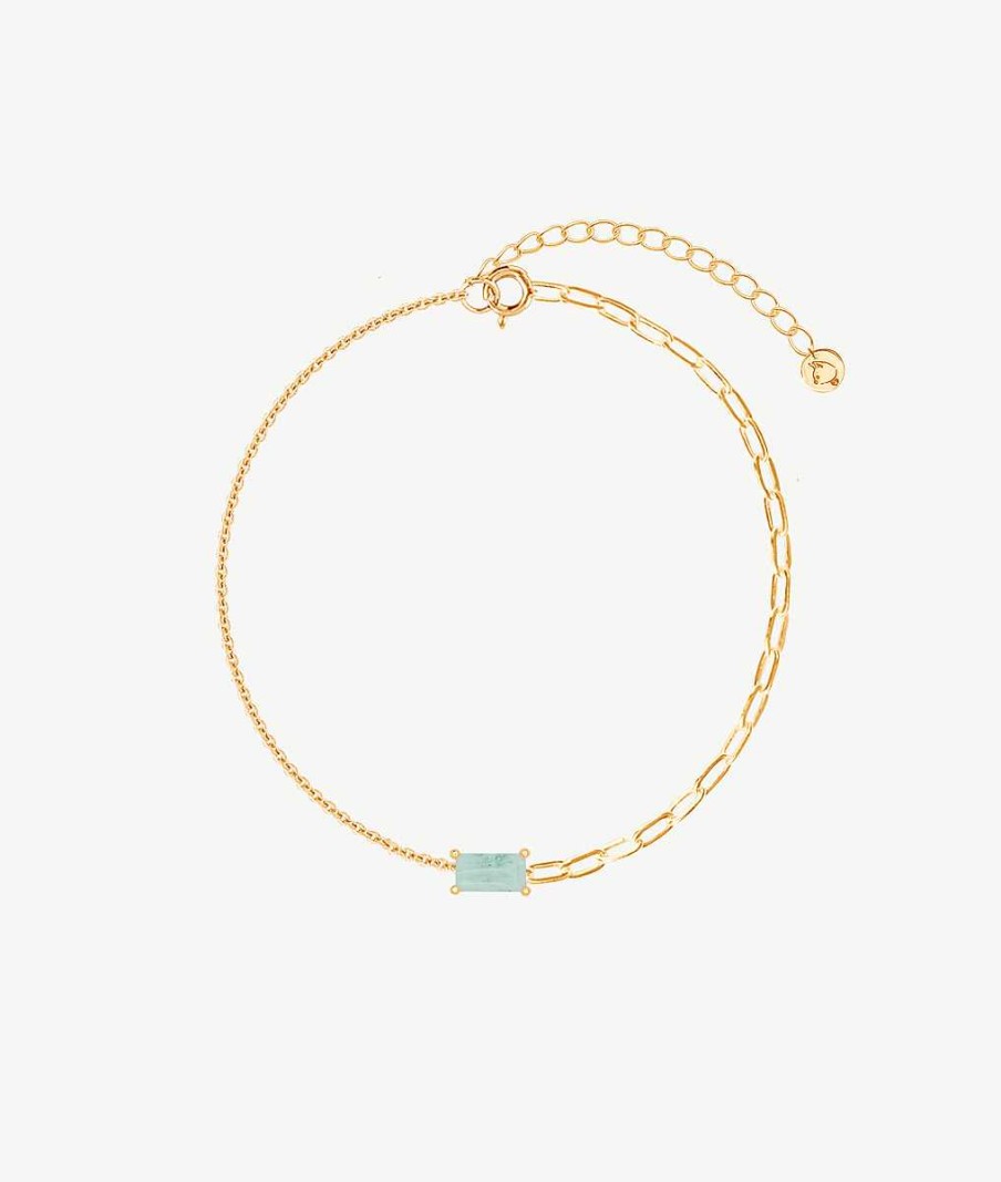 Bracelets Femme L'Atelier d'Amaya | Bracelet Cha Ne Classique Et Grands Maillons Amazonite Sertie Plaqu Or