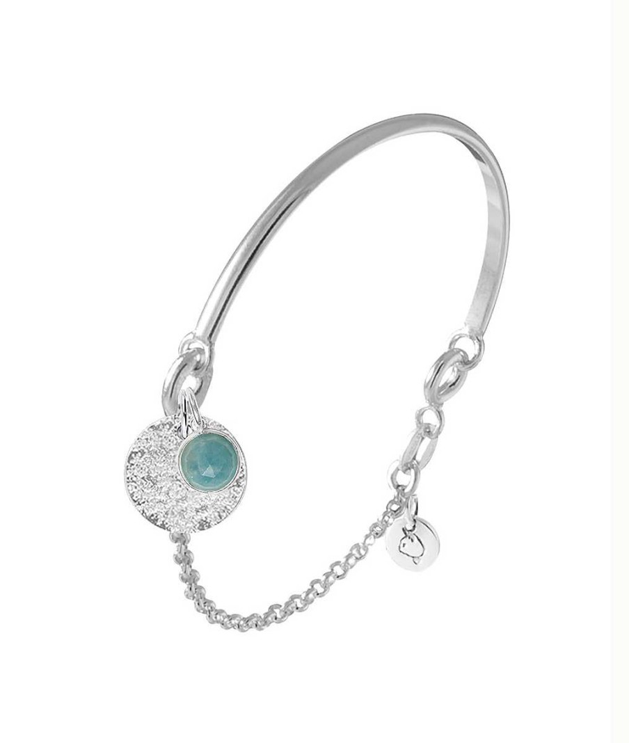 Bracelets Femme L'Atelier d'Amaya | Demi Jonc Amazonite Et M Daille Maya Argent 925