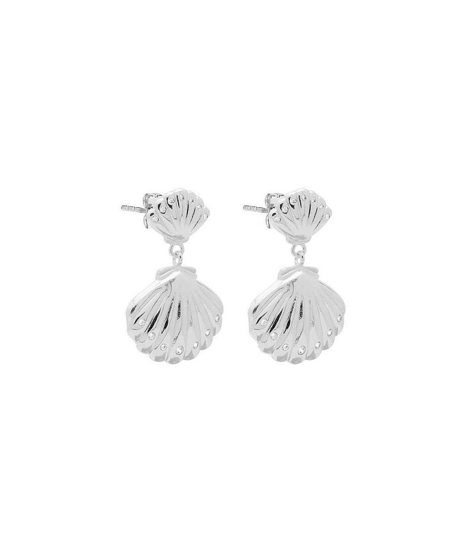 Boucles D'Oreilles Femme L'Atelier d'Amaya | Boucles D'Oreilles Pendantes Coquillages Zircons Argent 925