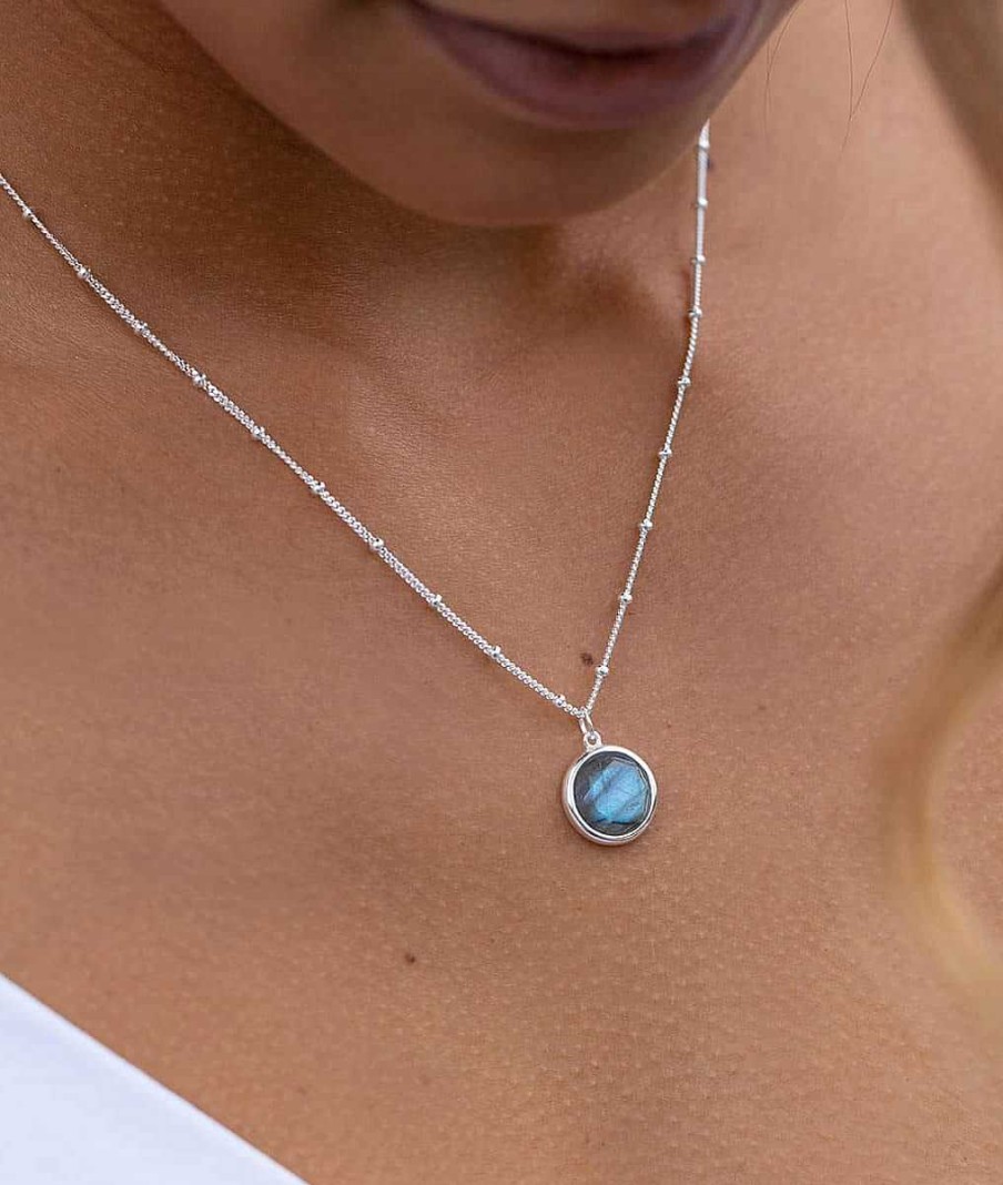 Colliers Femme L'Atelier d'Amaya | Collier Cha Ne Perl E Pastille Labradorite Argent 925