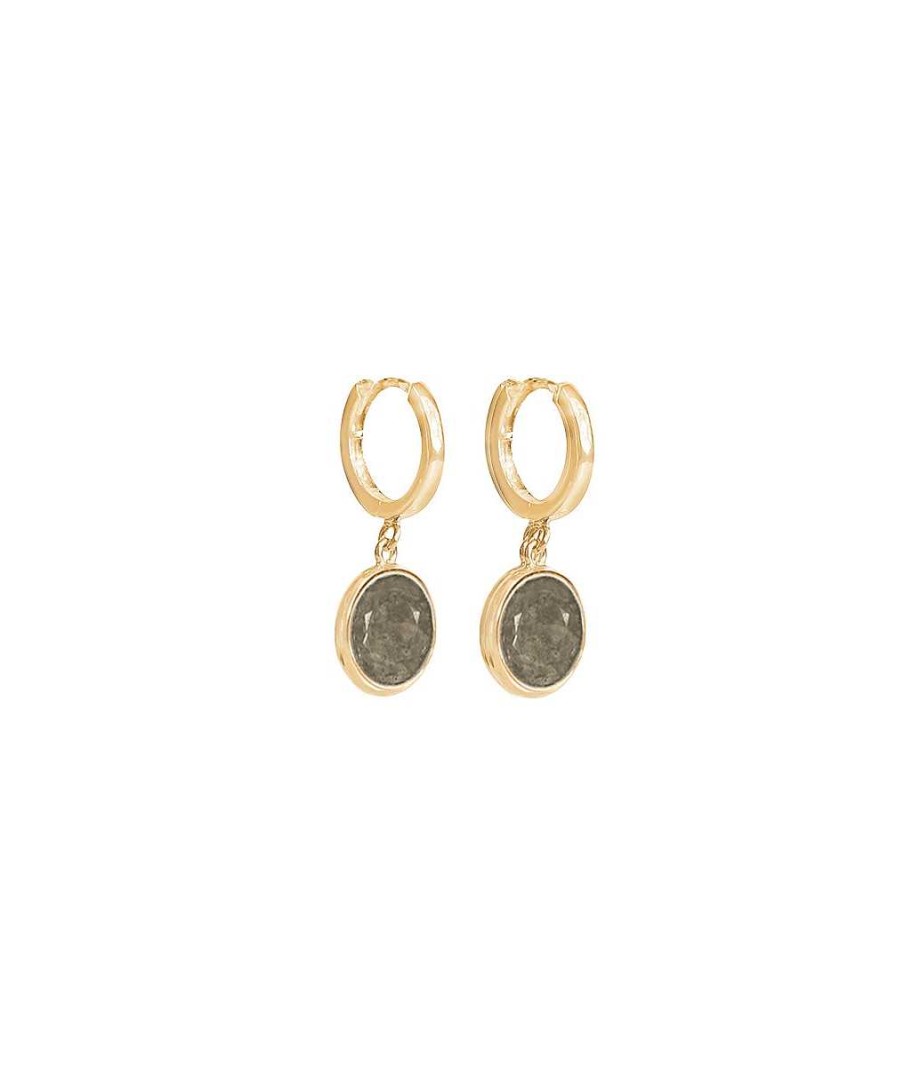 Boucles D'Oreilles Femme L'Atelier d'Amaya | Boucles D'Oreilles Cr Oles Et Labradorite Plaqu Or