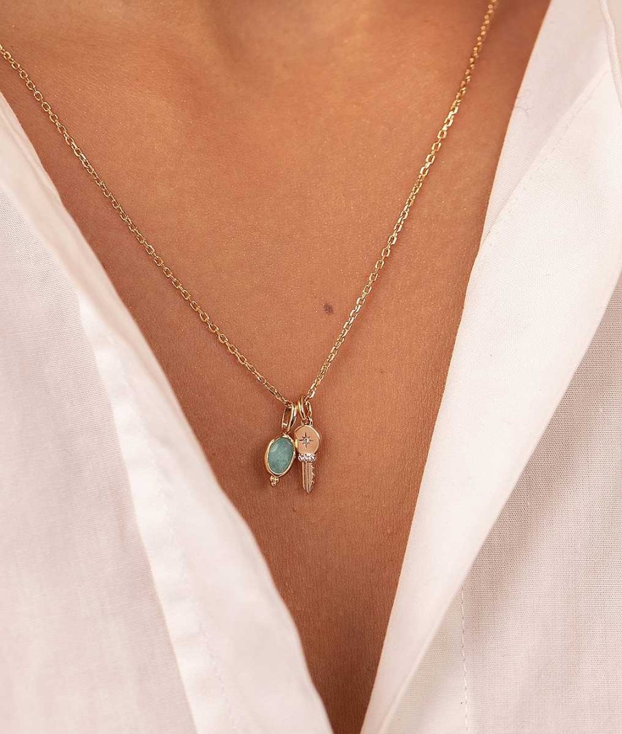 Colliers Femme L'Atelier d'Amaya | Collier Cha Ne Amazonite Et Cl Scintillante Plaqu Or