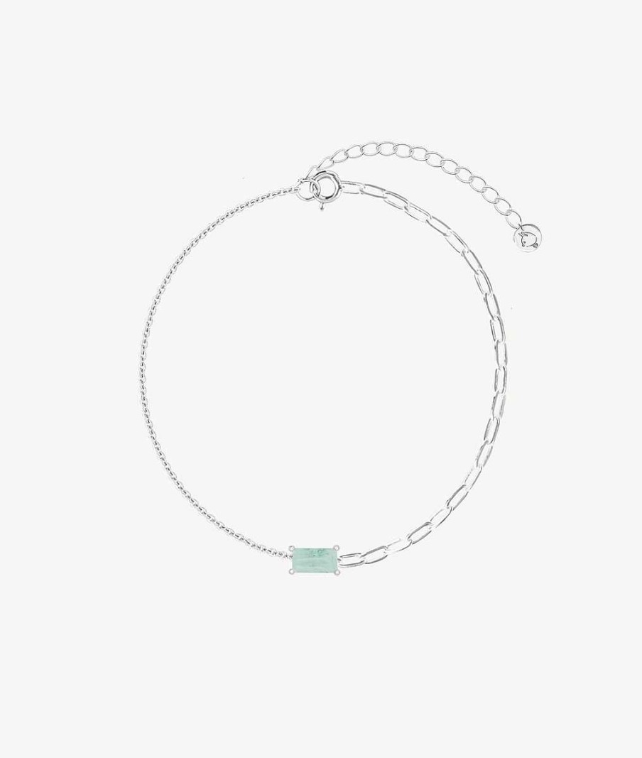 Bracelets Femme L'Atelier d'Amaya | Bracelet Cha Ne Classique Et Grands Maillons Amazonite Sertie Argent 925