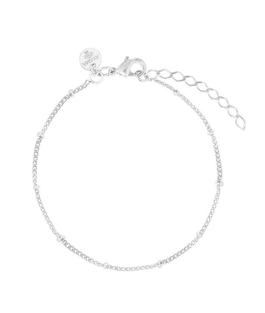 Bracelets Femme L'Atelier d'Amaya | Cha Ne De Cheville Maille Plate Perl E Argent 925