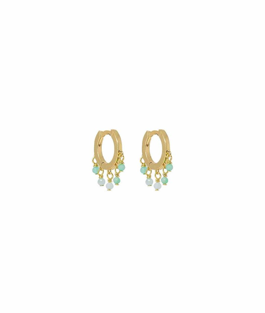 Boucles D'Oreilles Femme L'Atelier d'Amaya | Boucles D'Oreilles Cr Oles Et Perles De Jade Plaqu Or