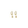 Boucles D'Oreilles Femme L'Atelier d'Amaya | Boucles D'Oreilles Cr Oles Zircons Et Petite Toile Plaqu Or