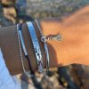 Bracelets Femme L'Atelier d'Amaya | Trio Bleu De Mer Avec Pompon Argent Argent 925