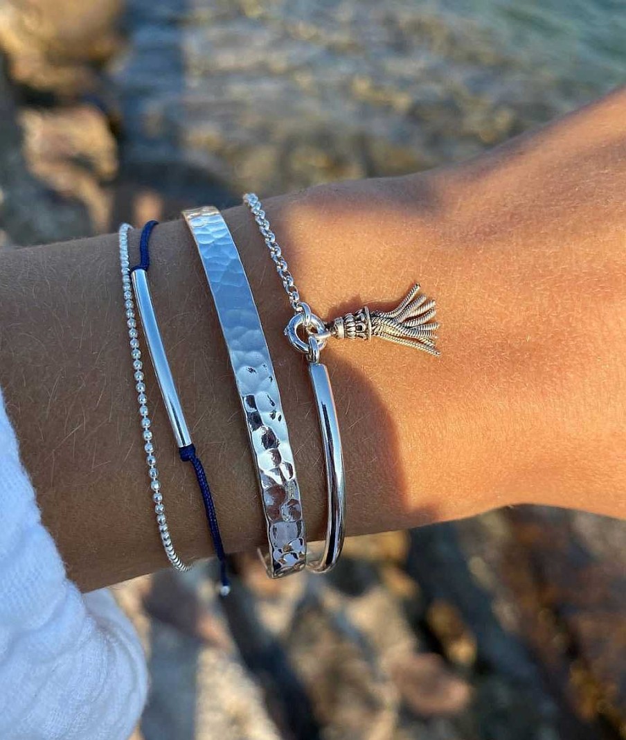 Bracelets Femme L'Atelier d'Amaya | Trio Bleu De Mer Avec Pompon Argent Argent 925