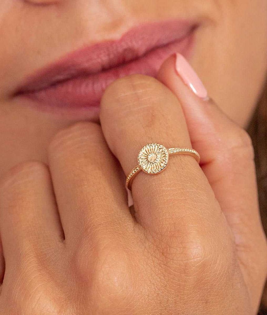 Bagues Femme L'Atelier d'Amaya | Bague Fine Perl E Et Pastille Fleur Plaqu Or