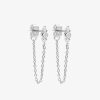 Boucles D'Oreilles Femme L'Atelier d'Amaya | Boucles D'Oreilles Puces Barrette De Zircons Et Cha Ne Argent 925