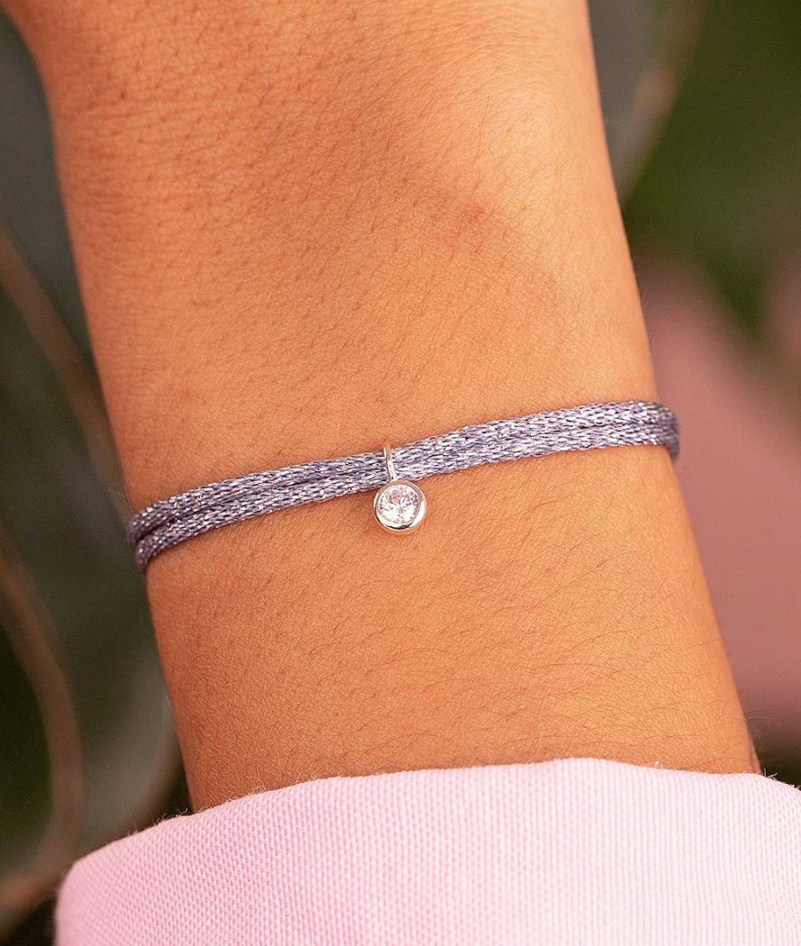 Bracelets Femme L'Atelier d'Amaya | Bracelet Cordon Scintillant Et Solitaire Zircon Argent 925