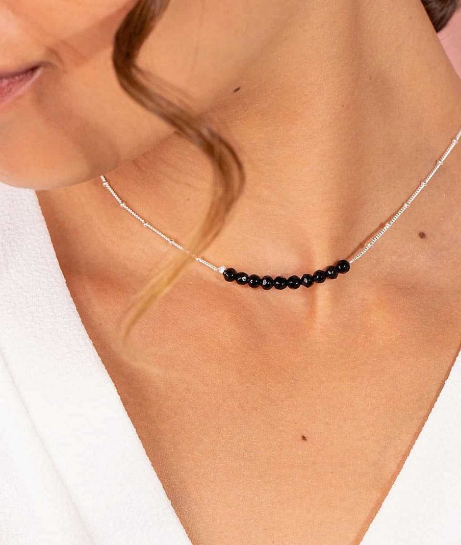 Colliers Femme L'Atelier d'Amaya | Collier Cha Ne Et Barrette D'Onyx Argent 925