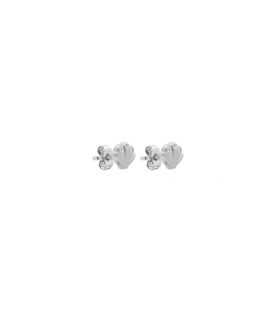 Boucles D'Oreilles Femme L'Atelier d'Amaya | Boucles D'Oreilles Puces Coquillage Zircons Argent 925