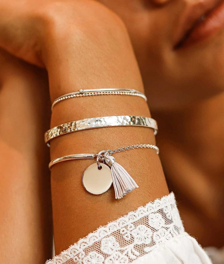 Bracelets Femme L'Atelier d'Amaya | Demi Jonc Cha Nette M Daille Et Pompon Argent 925