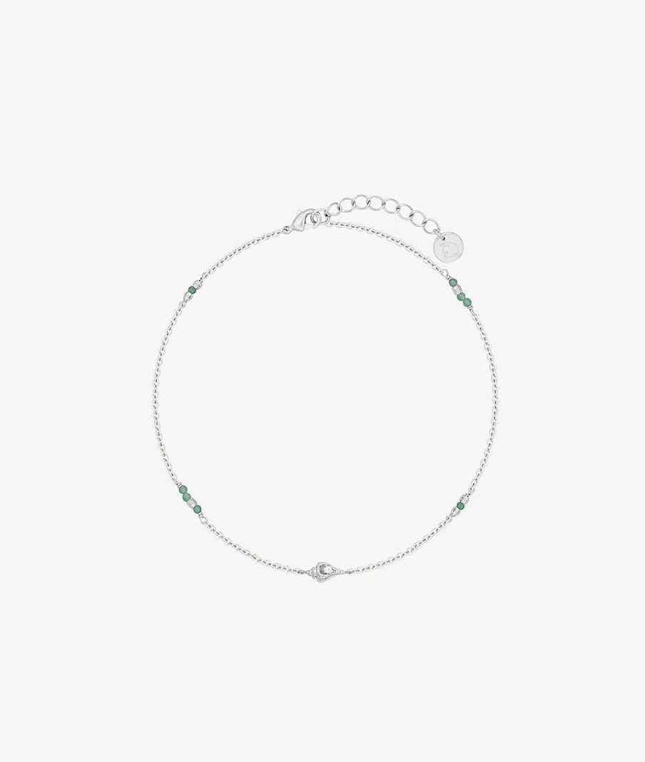 Bracelets Femme L'Atelier d'Amaya | Bracelet Cha Ne Zircons Verts Et Coquillage Argent 925