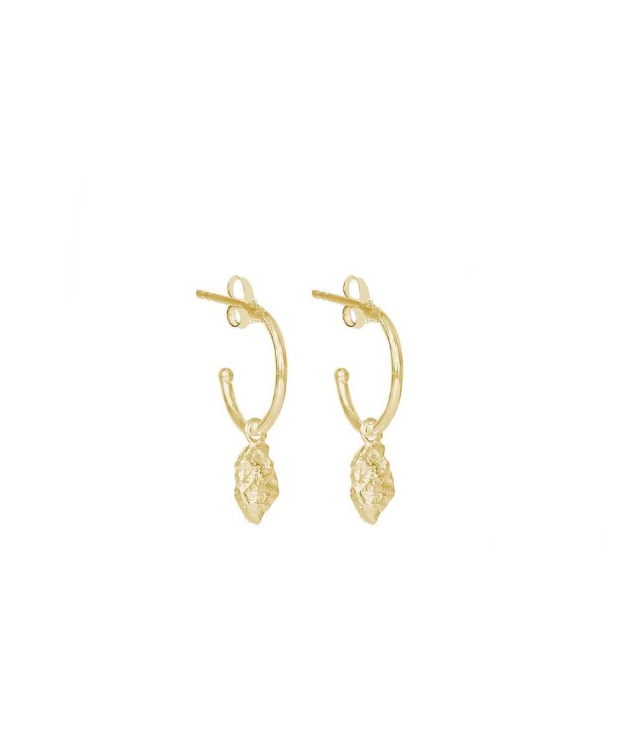 Boucles D'Oreilles Femme L'Atelier d'Amaya | Boucles D'Oreilles Cr Oles Et Pendentif Textur Plaqu Or