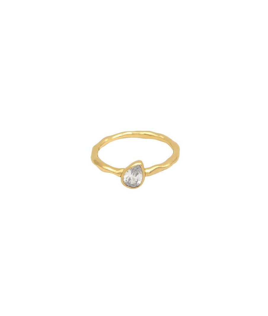 Bagues Femme L'Atelier d'Amaya | Bague Fine Goutte Zircon Plaqu Or