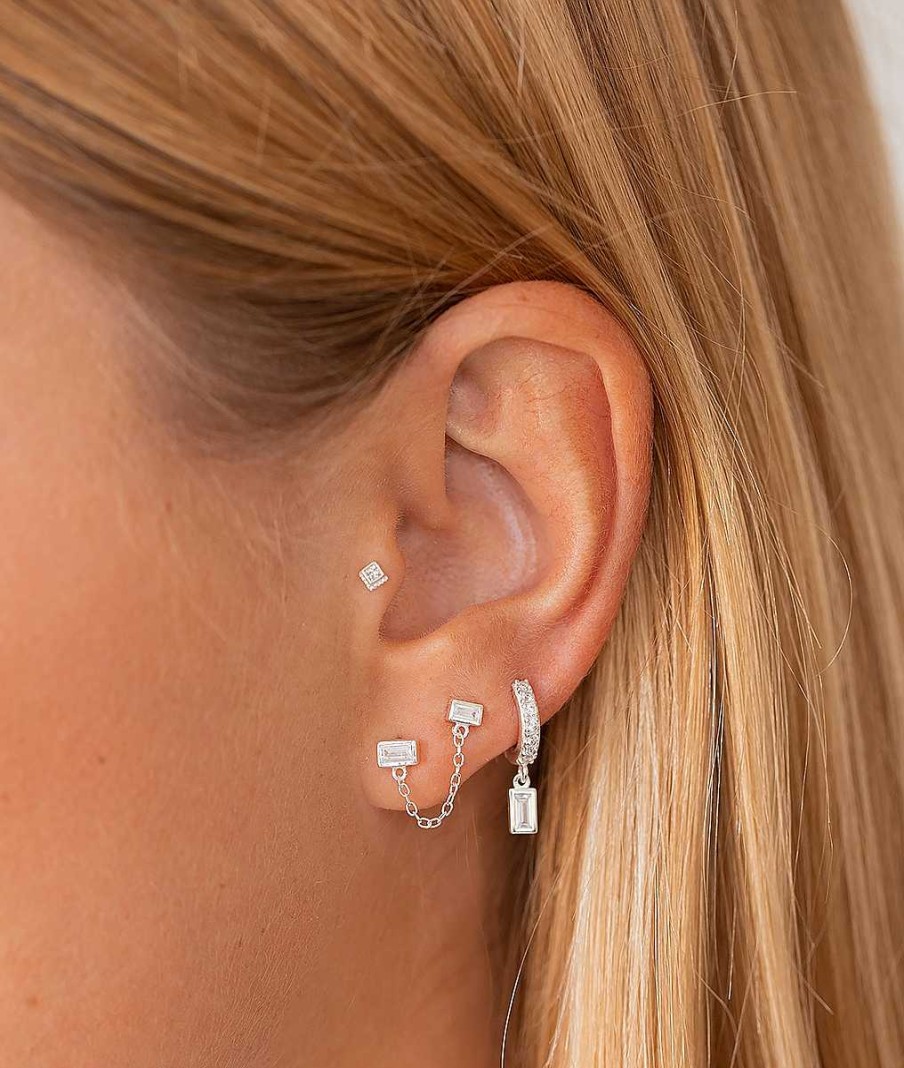 Boucles D'Oreilles Femme L'Atelier d'Amaya | Piercing Tragus Losange Zircons [ L'Unit ] Argent 925