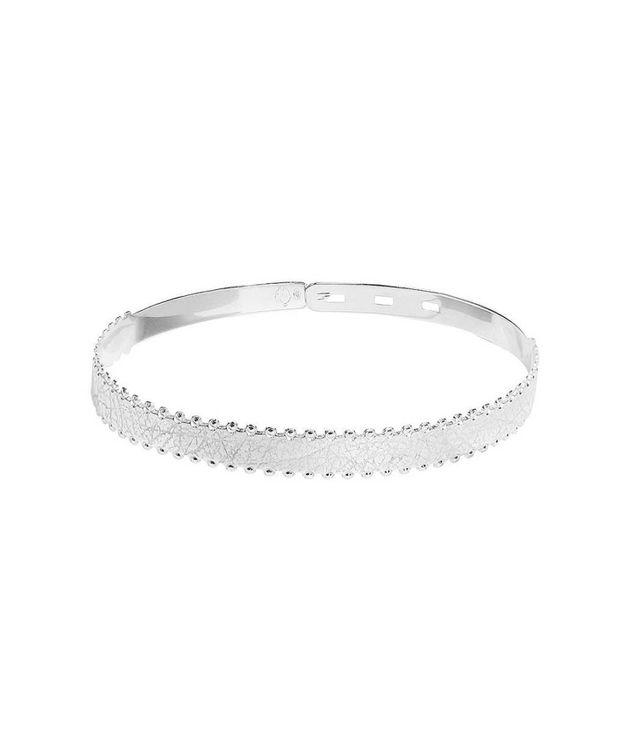 Bracelets Femme L'Atelier d'Amaya | Jonc Cadenas Com Te Et Effet Bross Argent 925