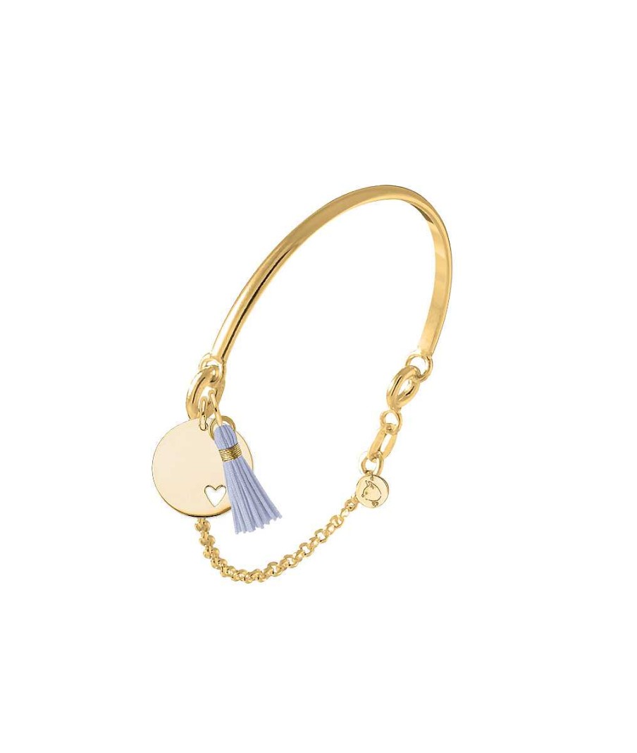 Bracelets Femme L'Atelier d'Amaya | Demi Jonc Cha Nette M Daille Coeur Et Pompon Plaqu Or