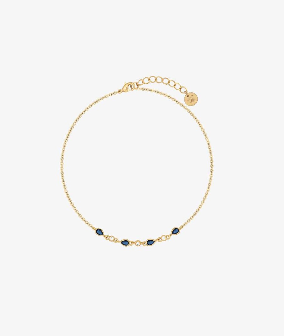 Bracelets Femme L'Atelier d'Amaya | Bracelet Cha Ne Barrette De Zircons Bleus Plaqu Or