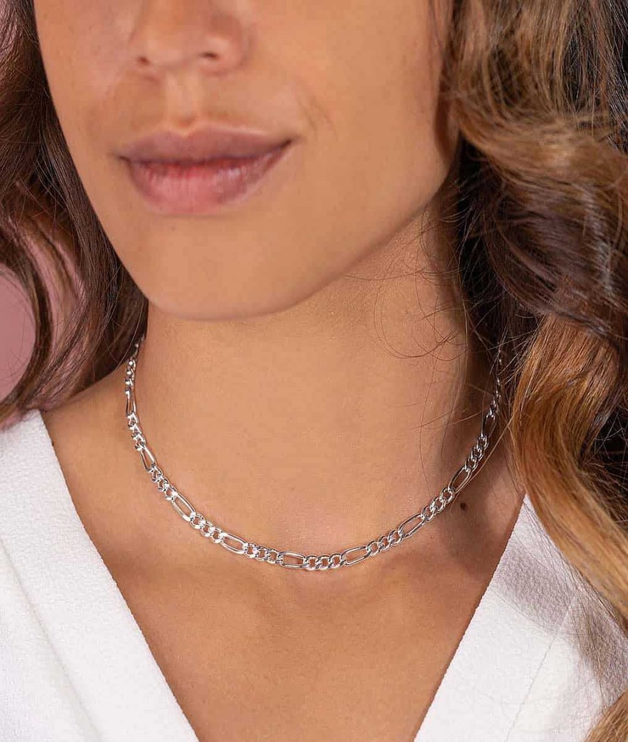 Colliers Femme L'Atelier d'Amaya | Collier Cha Ne Maille Gourmette Argent 925