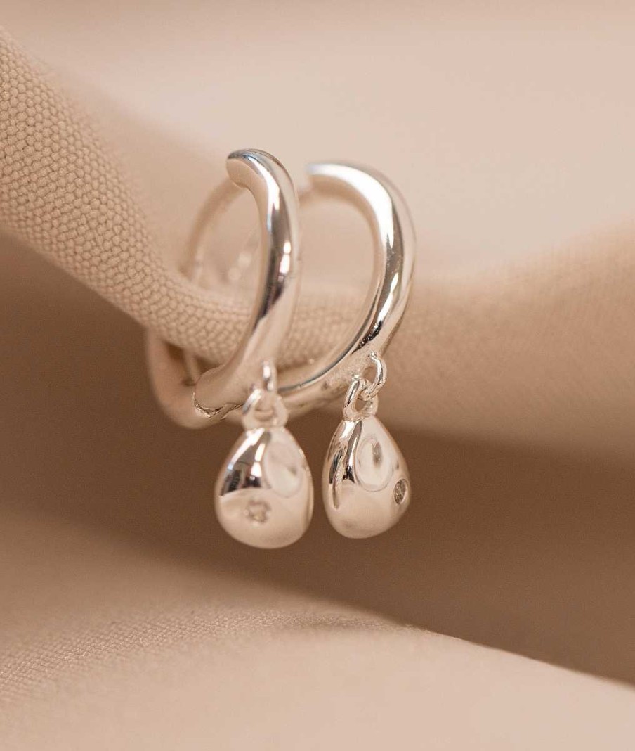 Boucles D'Oreilles Femme L'Atelier d'Amaya | Boucles D'Oreilles Cr Oles Goutte Suspendue Argent 925