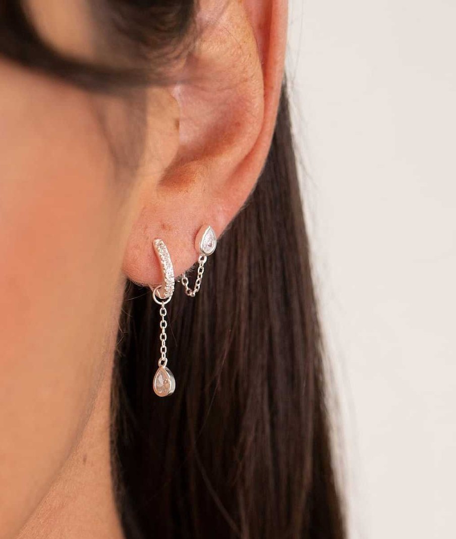 Bijoux Femme L'Atelier d'Amaya | Pampille Goutte Et Cha Ne Pour Boucle D'Oreille Argent 925