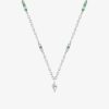 Colliers Femme L'Atelier d'Amaya | Collier Cha Ne Zircons Verts Et Coquillage Suspendu Argent 925