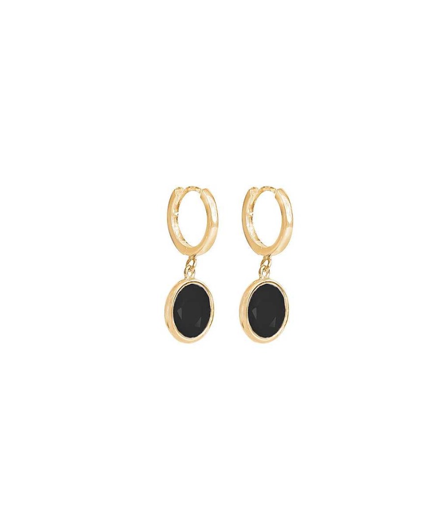 Boucles D'Oreilles Femme L'Atelier d'Amaya | Boucles D'Oreilles Cr Oles Et Onyx Plaqu Or