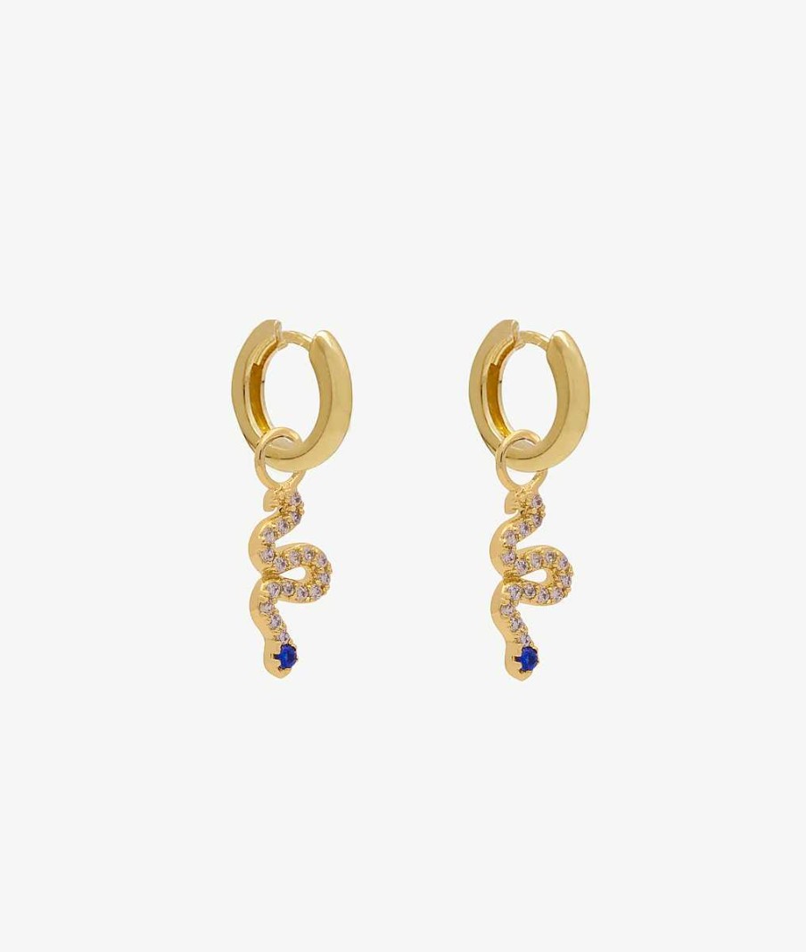 Boucles D'Oreilles Femme L'Atelier d'Amaya | Boucles D'Oreilles Petites Cr Oles Et Pampille Serpent Plaqu Or