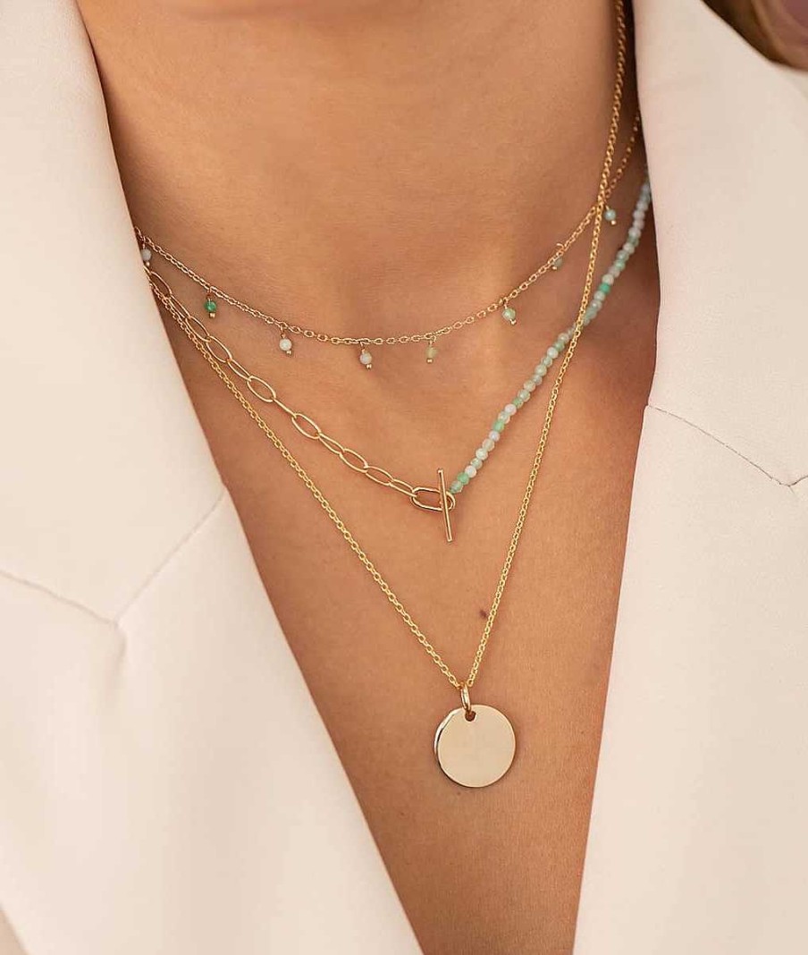 Colliers Femme L'Atelier d'Amaya | Collier Cha Ne Et Perles De Jade Plaqu Or