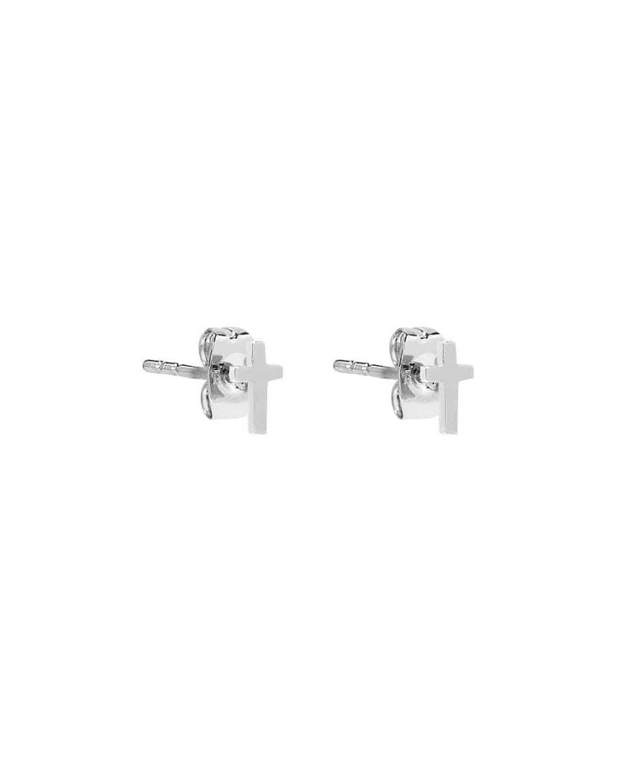 Boucles D'Oreilles Femme L'Atelier d'Amaya | Boucles D'Oreilles Puces Croix Argent 925