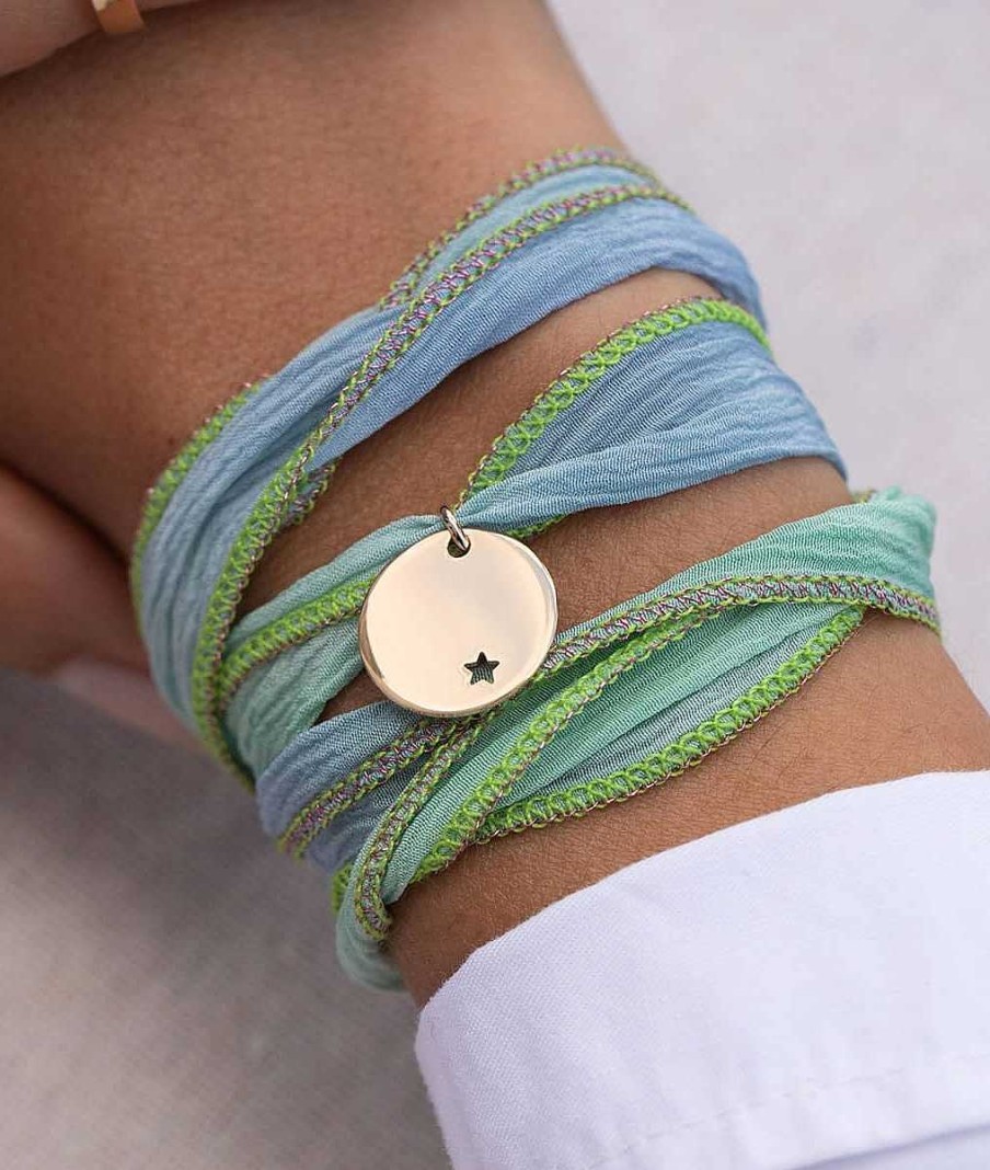 Bracelets Femme L'Atelier d'Amaya | Galon De Soie Et M Daille Petite Toile Ajour E Plaqu Or