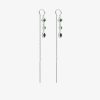 Boucles D'Oreilles Femme L'Atelier d'Amaya | Boucles D'Oreilles Cha Ne Losange Et Goutte Zircons Verts Suspendus Argent 925