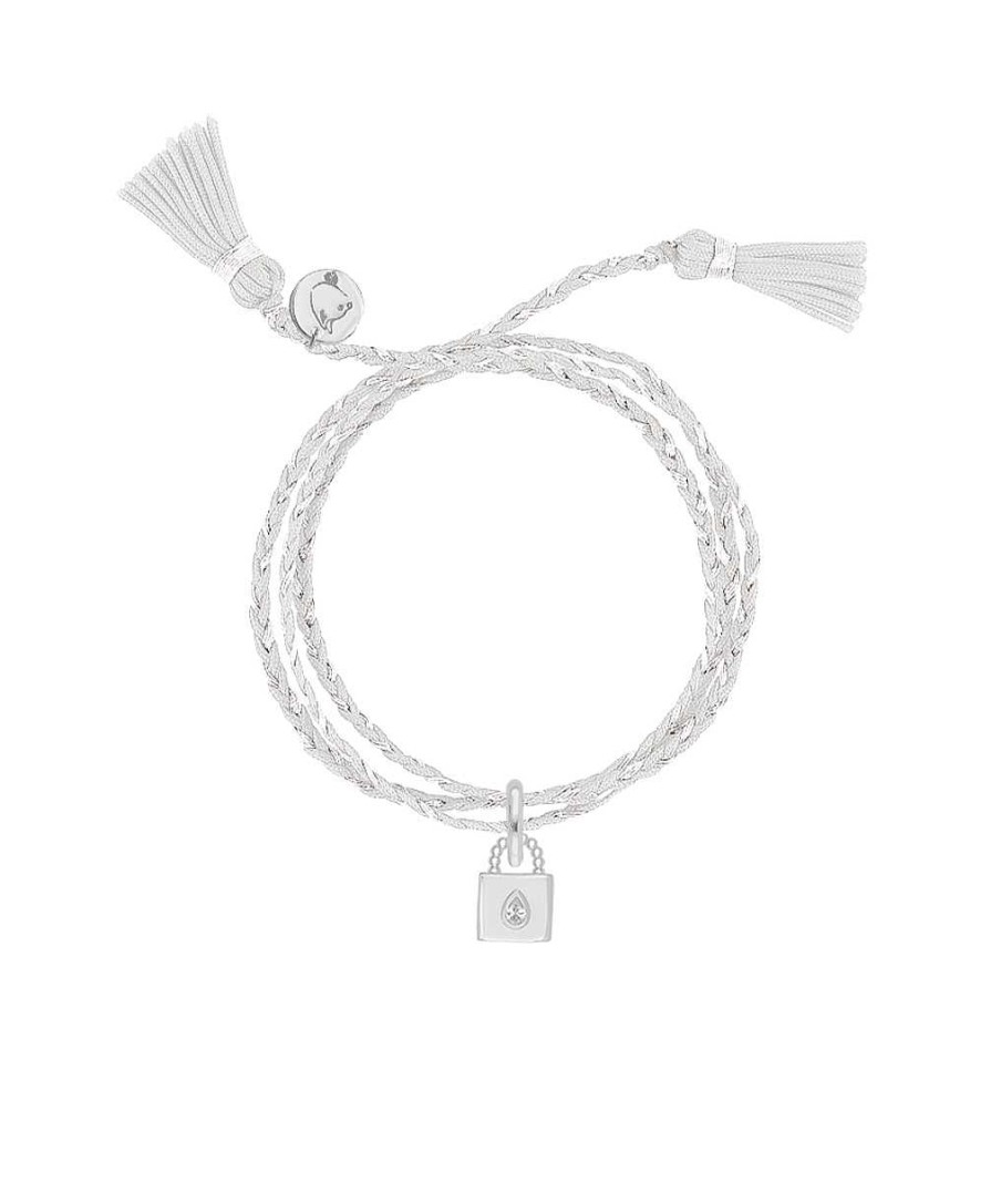 Bracelets Femme L'Atelier d'Amaya | Bracelet Triple Cordon Tress Pompon Et Cadenas Goutte Argent 925