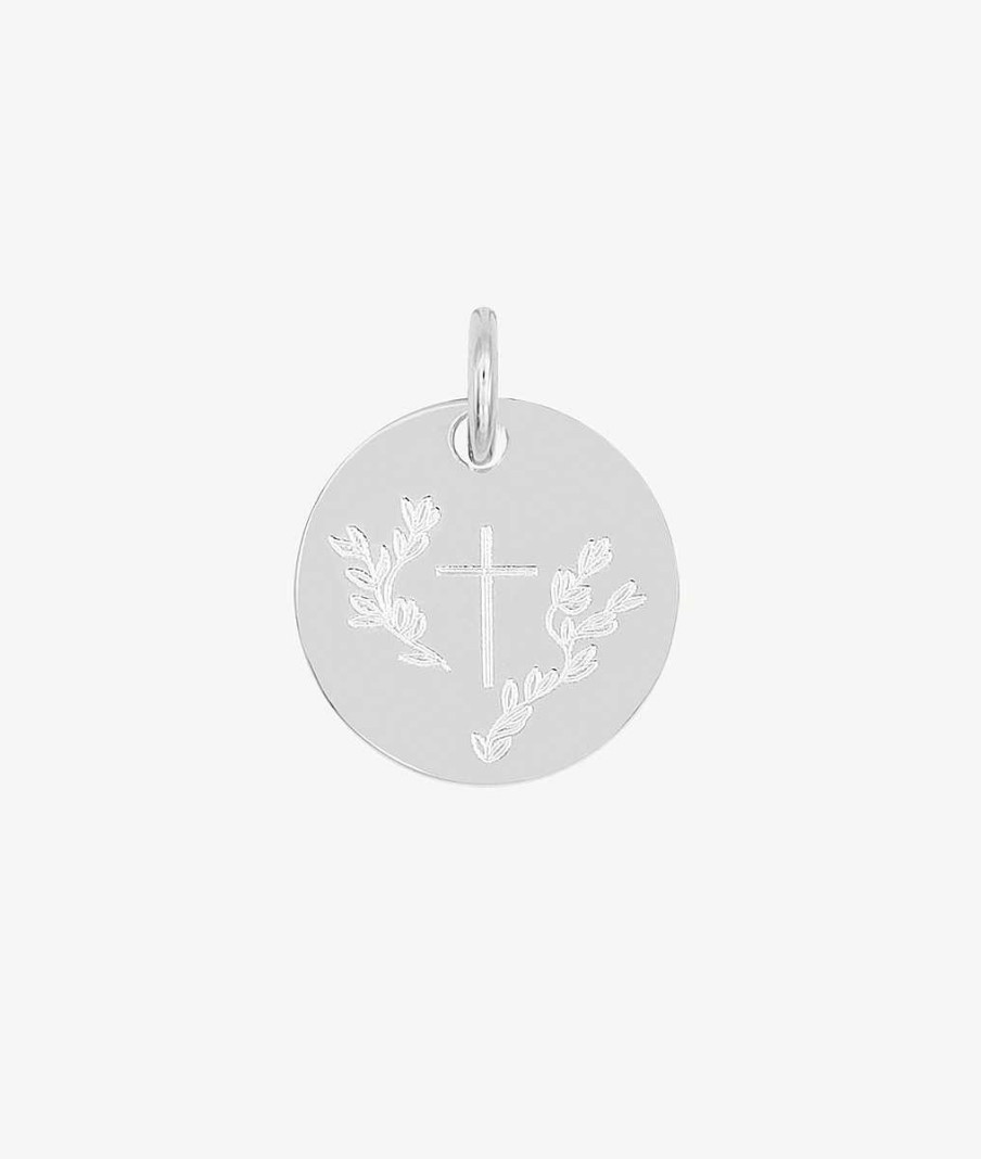 Pendentifs L'Atelier d'Amaya | M Daille Bapt Me 15 Mm Croix Et Lauriers Argent 925