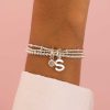 Bracelets Femme L'Atelier d'Amaya | Bracelet Trois Rangs Initiale Et Pierre De Lune Sertie Argent 925