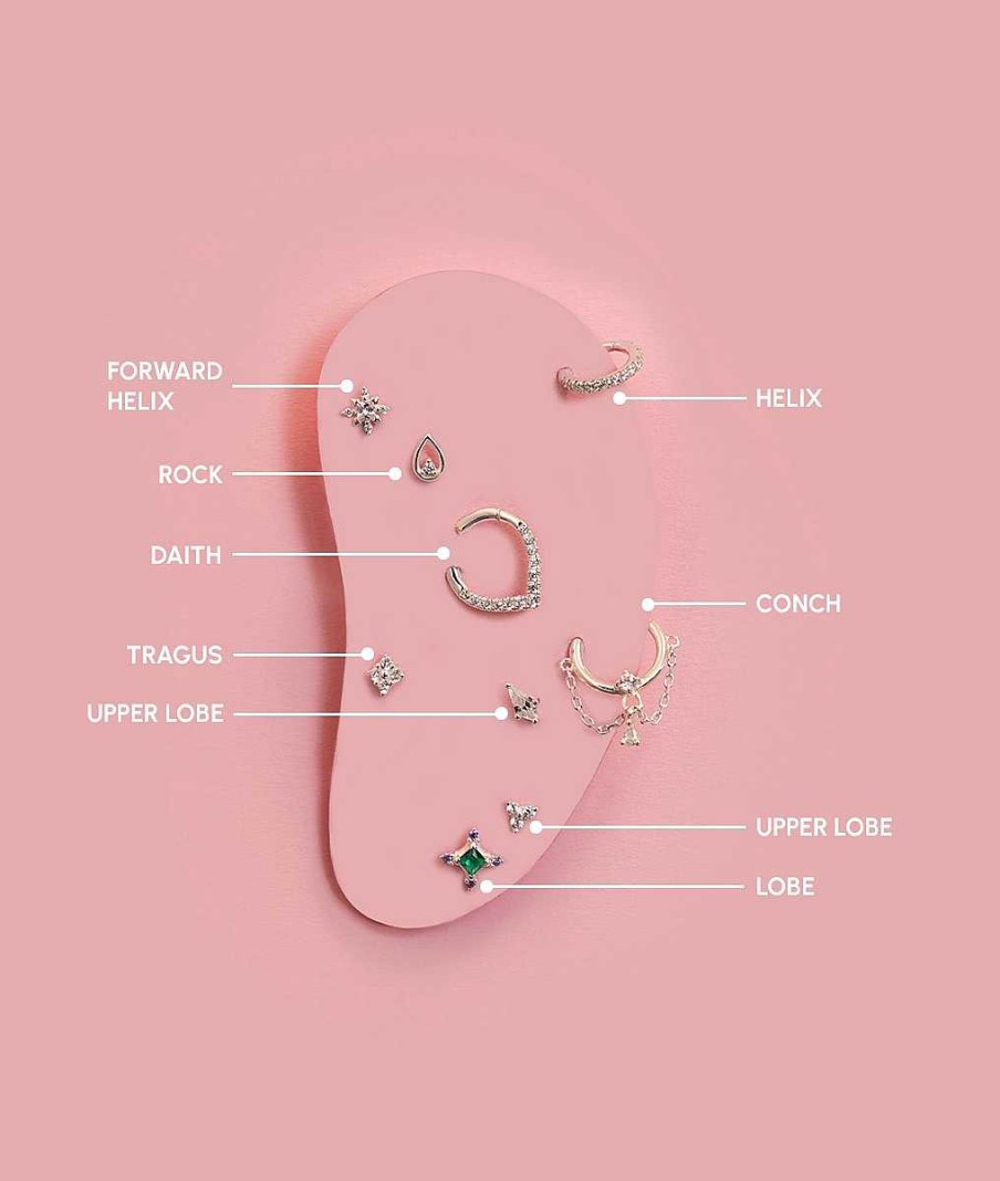 Boucles D'Oreilles Femme L'Atelier d'Amaya | Piercing Goutte Ajour E Et Zircon [ L'Unit ] Argent 925