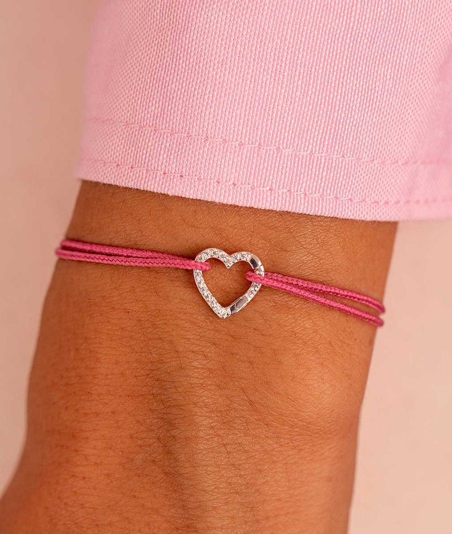 Bracelets Femme L'Atelier d'Amaya | Bracelet Cordon Et Mousqueton Coeur Argent 925