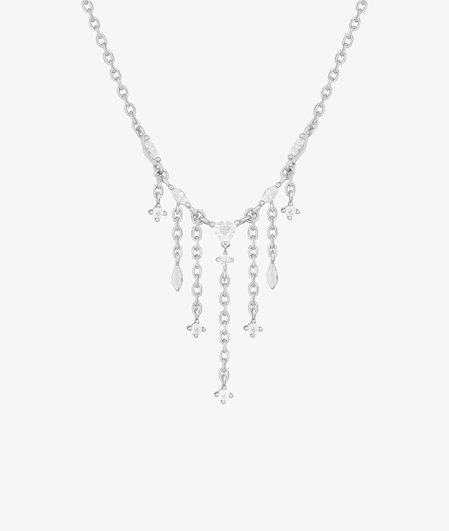 Colliers Femme L'Atelier d'Amaya | Collier Cha Ne Cascade De Zircons Argent 925